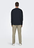 Only & Sons O Yaka Lacivert Erkek Sweatshırt 22027043_ONSELI RLX CONTRAST PRINT