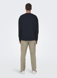 Only & Sons O Yaka Lacivert Erkek Sweatshırt 22027043_ONSELI RLX CONTRAST PRINT