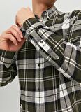 Jack & Jones Slim Fit Yeşil Düz Erkek Gömlek JJECLASSIC AUTUMN CHECK SHIRT LS SN