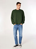 Jack & Jones Düz Yaka Koyu Yeşil Erkek Sweatshırt 12181903_JJEBASIC SWEAT CREW NECK N