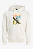 Jack & Jones Joropus Sweat Hood Tg Erkek Beyaz Sweatshirt 12243619-Cloud