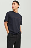 Jack & Jones Erkek Jjestar Bisiklet Yaka Baskılı T-Shirt 12234746 Koyu Lacivert