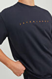 Jack & Jones Erkek Jjestar Bisiklet Yaka Baskılı T-Shirt 12234746 Koyu Lacivert