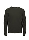Jack & Jones Bisiklet Yaka Standart Haki Erkek Kazak 12236766_JJEMARCUS KNIT CREW NECK