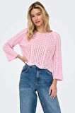 Only Kadın Örme Detaylı Pembe Crop Kazak - 15233173