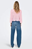 Only Kadın Örme Detaylı Pembe Crop Kazak - 15233173