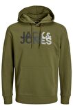 JACK&JONES JCOSHADY SWEAT HOOD FST HAKİ