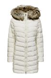 ONLY ONLELLAN QUILT HOOD FUR COAT LIFE CC OTW EKRU