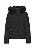 Only Siyah Kadın Mont ONLELLAN QUILTED HOOD JACKET CC OTW