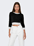 ONLPIUMO L/S CONTRAST PULL CC KNT KADIN CROP KAZAK