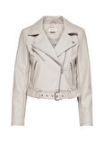 Only Dar Krem Kadın Ceket ONLNEWVERA FAUX LEATHER BIKER OTW