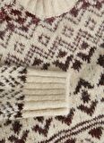 JJXX Bisiklet Yaka Rahat Desenli Kırık Beyaz Kazak Kadın JXSONJA CREW NECK KNIT