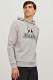 Jack & Jones Erkek Beware Baskılı Kapüşonlu Sweatshirt 12244219 Bej