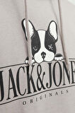 Jack & Jones Erkek Beware Baskılı Kapüşonlu Sweatshirt 12244219 Bej