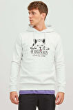 Jack & Jones Erkek Beware Baskılı Kapüşonlu Sweatshirt 12244219 Gri