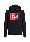 Jack & Jones Baskılı Erkek Çocuk Siyah Sweatshırt JJECORP LOGO SWEAT HOOD PLAY NOOS J