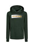 Jack & Jones Koyu Yeşil Erkek Çocuk Kapüşonlu Uzun Kollu Lastikli Baskılı Sweatshirt JJECORP LOGO SWEAT HOOD PLAY NOOS J
