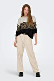 Only Kadın Onljade Bisiklet Yaka Desenli Örme Kazak 15294969 Bej