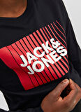 Jack & Jones Baskılı Siyah Erkek Çocuk T-Shirt JJECORP LOGO TEE PLAY LS O-NECK NOO