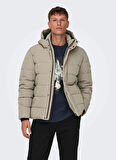 Only & Sons Açık Haki Erkek Mont ONSCAYSON PUFFA OTW NOOS