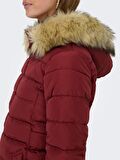 Only Kapüşonlu Bordo Kadın Kaban 15304765