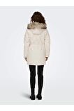 Only Kapüşonlu Ekru Kadın Parka 15304625