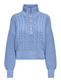 ONLDORITTA LS CABLE ZIP HIG NECK KNT Kadın Mavi Kazak - 15306911