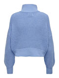 ONLDORITTA LS CABLE ZIP HIG NECK KNT Kadın Mavi Kazak - 15306911
