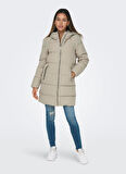 Only Açık Kahve Kadın Kaban ONLDOLLY LONG PUFFER COAT OTW NOOS