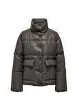 Only Gümüş Kadın Mont ONLANJA FAUX LEATHER OVERSIZE PUFFE