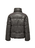 Only Gümüş Kadın Mont ONLANJA FAUX LEATHER OVERSIZE PUFFE