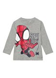 Name İt Gri Melanj Erkek Bebek Bisiklet Yaka Uzun Kollu T-Shirt NMMJUNIOR SPIDEY LS TOP MAR