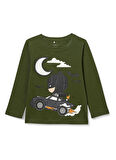Name İt Haki Bisiklet Yaka Baskılı Erkek Çocuk Batman T-Shirt NMMJAVID BATMAN LS TOP WAB