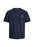 Jack & Jones Bisiklet Yaka Lacivert Erkek T-Shirt JPRBLUSHIELD SS TEE SG