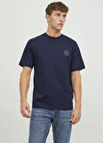 Jack & Jones Bisiklet Yaka Lacivert Erkek T-Shirt JPRBLUSHIELD SS TEE SG