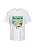 JJXX Bisiklet Yaka Baskılı Beyaz Kadın T-Shirt JXEMILY RLX SS TEE JRS