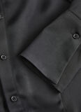 JJXX Klasik Yaka Düz Siyah Mini Kadın Elbise JXKIMMIE SATIN LS SHORT SHIRT DRESS