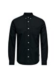 Only & Sons Dar Siyah Düz Erkek Gömlek ONSREMY LS SLIM WASH OXFORD SHIRT