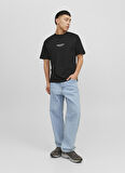 Jack & Jones Yuvarlak Yaka Siyah Erkek T-Shirt 12240121_JORVESTERBRO TEE SS CREW N