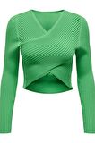 ONLY ONLMELINA LS WRAP V-NECK REVERSE KNT 15309066 AÇIK YEŞİL