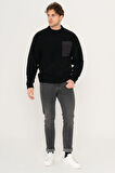 Jack & Jones Erkek Cep Detaylı Bisiklet Yaka Sweatshirt Kazak - 12242984