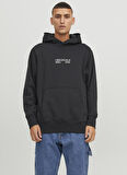 Jack & Jones Kapüşon Yaka Siyah Erkek Sweatshırt 12244773_JORGRACIA GRAPHIC SWEAT HO