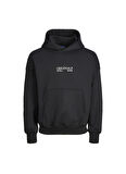 Jack & Jones Kapüşon Yaka Siyah Erkek Sweatshırt 12244773_JORGRACIA GRAPHIC SWEAT HO