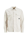 Jack & Jones Geniş Fit Krem Erkek Gömlek 12241925_JCOTWILL EDDIE OVERSHIRT L