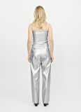 JJXX Orta Bel Rahat Gümüş Kadın Pantolon JXMARY HW FAUX LEATHER PANTS FL NOO