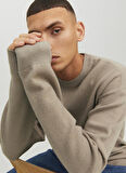 Jack & Jones Bisiklet Yaka Standart Krem Erkek Kazak 12242512_JORRAY KNIT CREW NECK