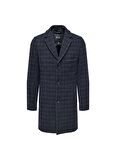 Only Koyu Gri Erkek Mont 22019969_ONSJAYLON CHECK WOOL COAT