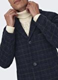 Only Koyu Gri Erkek Mont 22019969_ONSJAYLON CHECK WOOL COAT