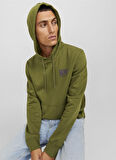 Jack & Jones Kapüşon Yaka Yeşil Erkek Sweatshırt 12242225_JCOWAFFLE BACKPRINT SWEAT