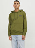 Jack & Jones Kapüşon Yaka Yeşil Erkek Sweatshırt 12242225_JCOWAFFLE BACKPRINT SWEAT
